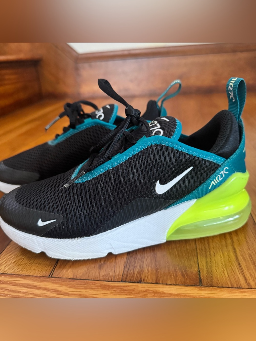 Nike Air Max 270 Youth 3Y Black Teal Volt Sneakers